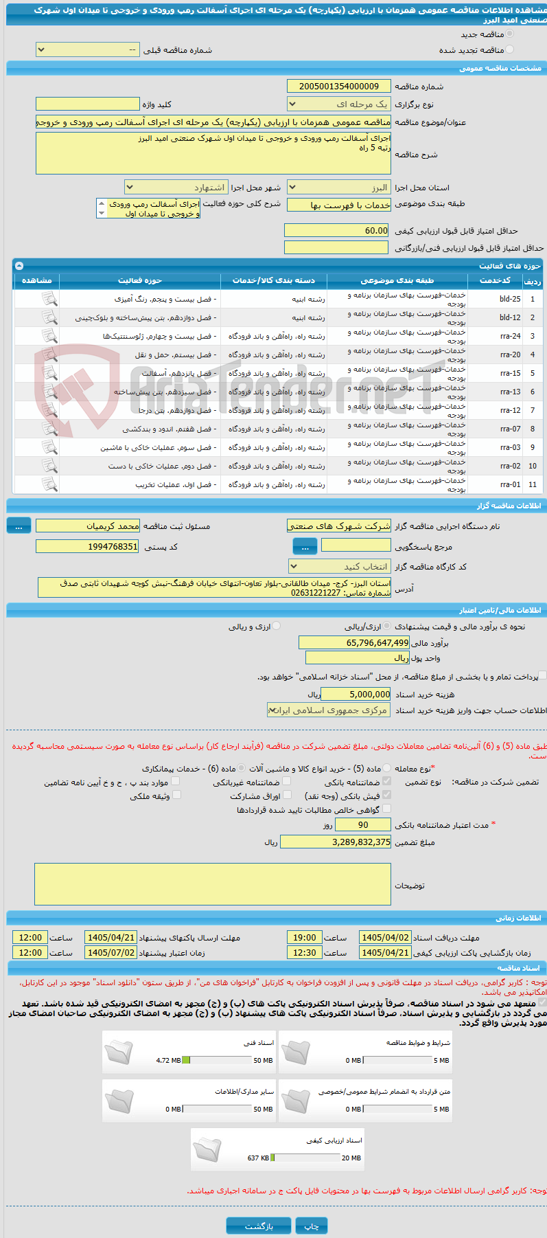 تصویر کوچک آگهی مناقصه عمومی همزمان با ارزیابی (یکپارچه) یک مرحله ای اجرای آسفالت رمپ ورودی و خروجی تا میدان اول شهرک صنعتی امید البرز