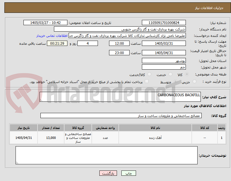 تصویر کوچک آگهی CARBONACEOUS BACKFILL