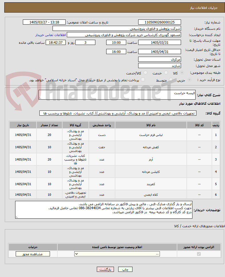 البسه حراست