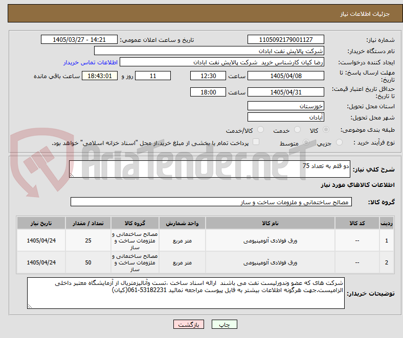 تصویر کوچک آگهی دو قلم به تعداد 75