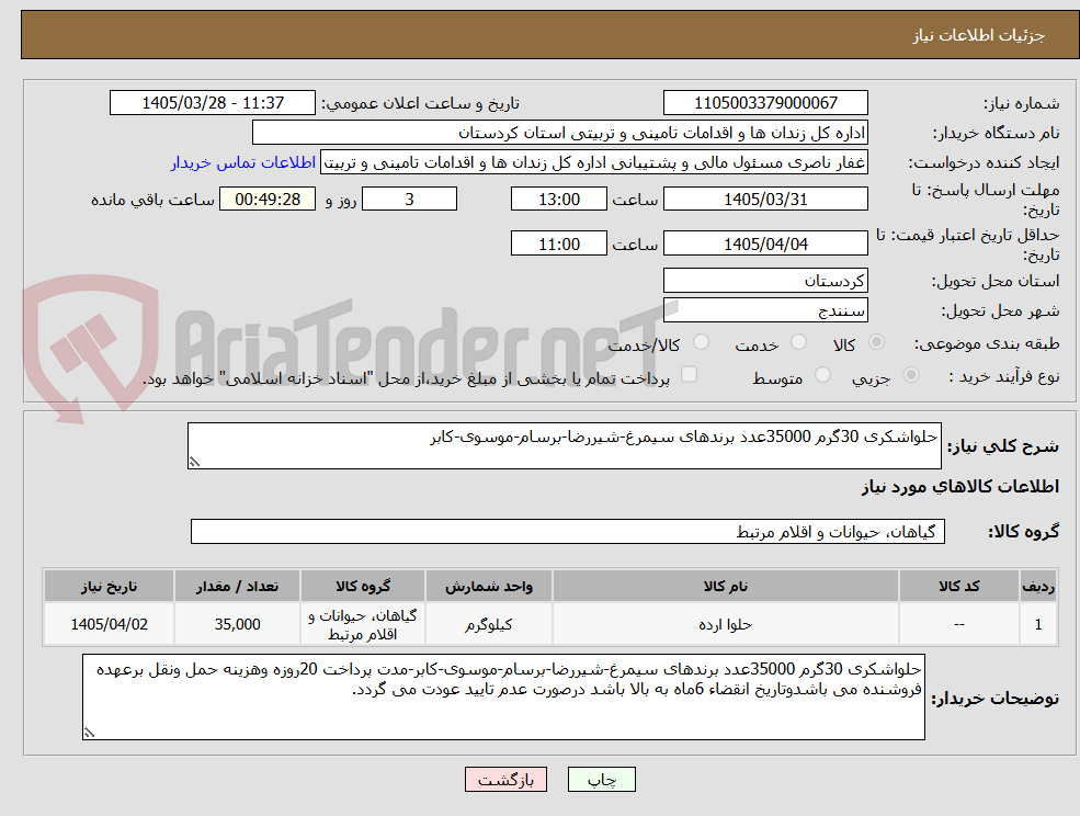 تصویر کوچک آگهی حلواشکری 30گرم 35000عدد برندهای سیمرغ-شیررضا-برسام-موسوی-کابر