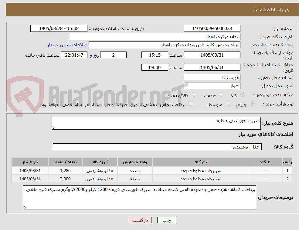 تصویر کوچک آگهی سبزی خورشتی و قلیه