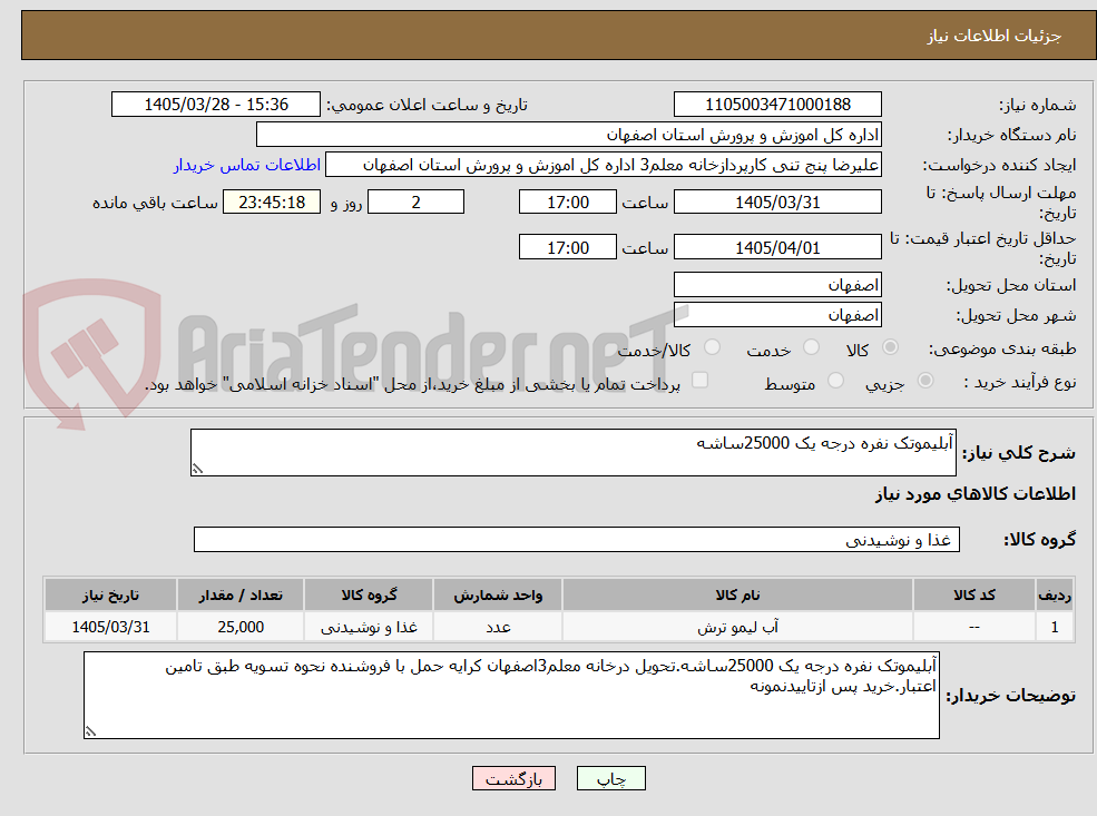 تصویر کوچک آگهی آبلیموتک نفره درجه یک 25000ساشه