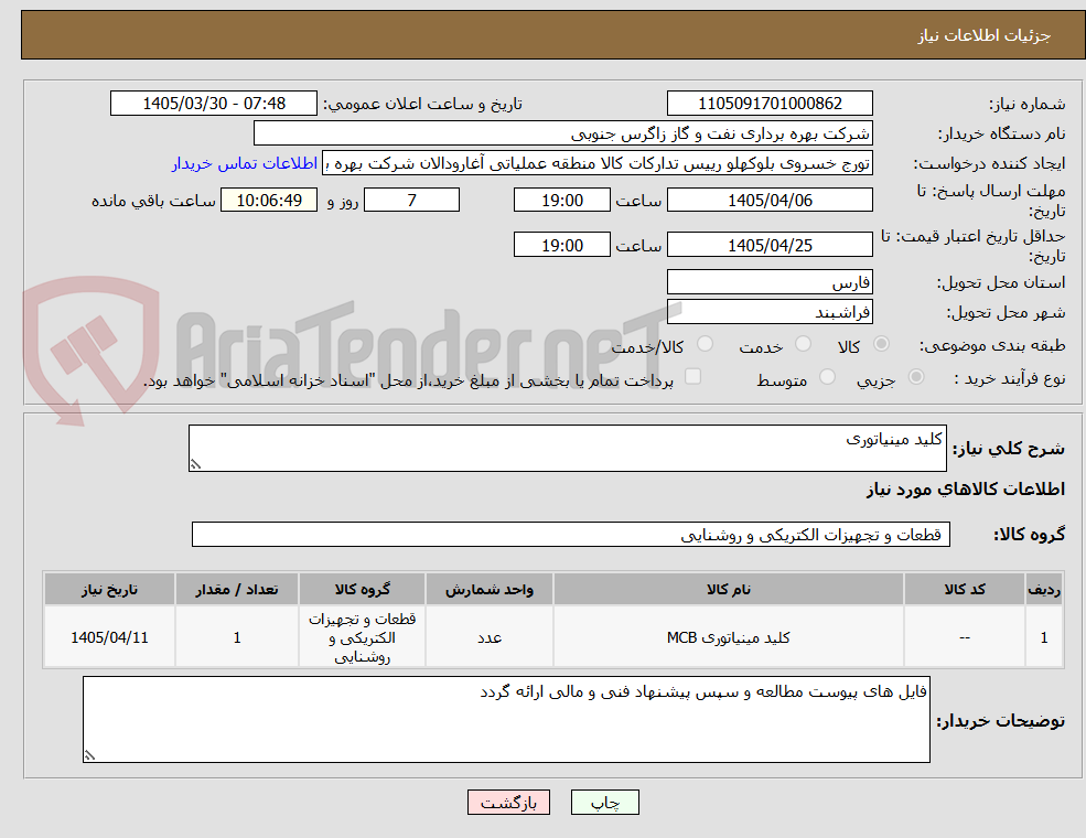 تصویر کوچک آگهی کلید مینیاتوری