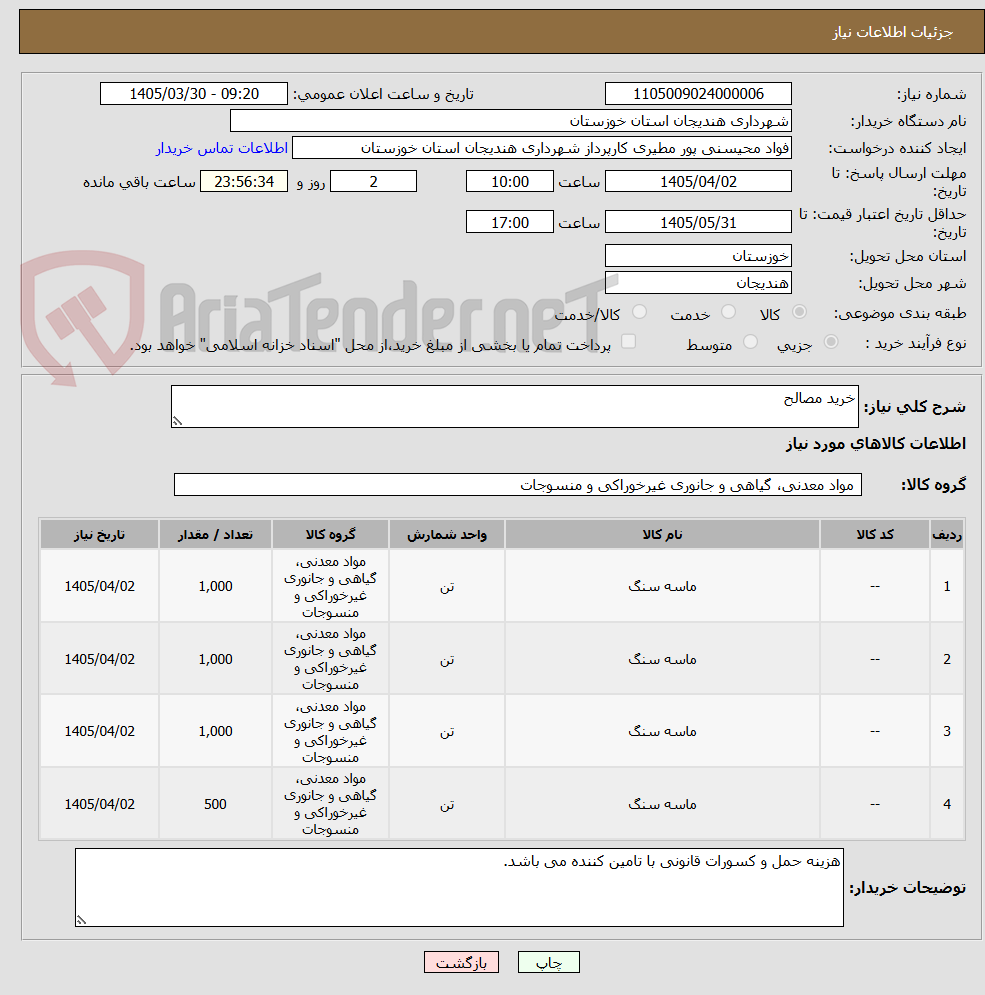 تصویر کوچک آگهی خرید مصالح