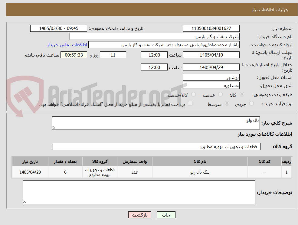 تصویر کوچک آگهی بال ولو