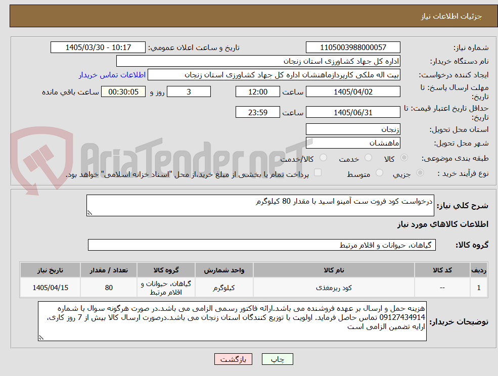 تصویر کوچک آگهی درخواست کود فروت ست آمینو اسید با مقدار 80 کیلوگرم