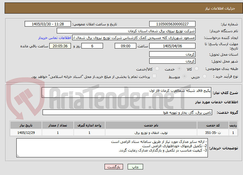 تصویر کوچک آگهی پکیج فاقد شبکه شمالغرب کرمان فاز اول