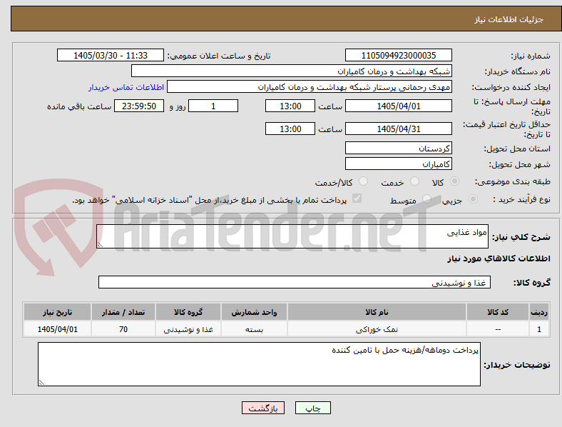 تصویر کوچک آگهی مواد غذایی