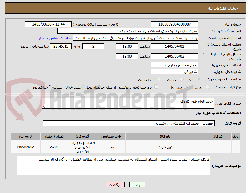 تصویر کوچک آگهی خرید انواع فیوز کاردی