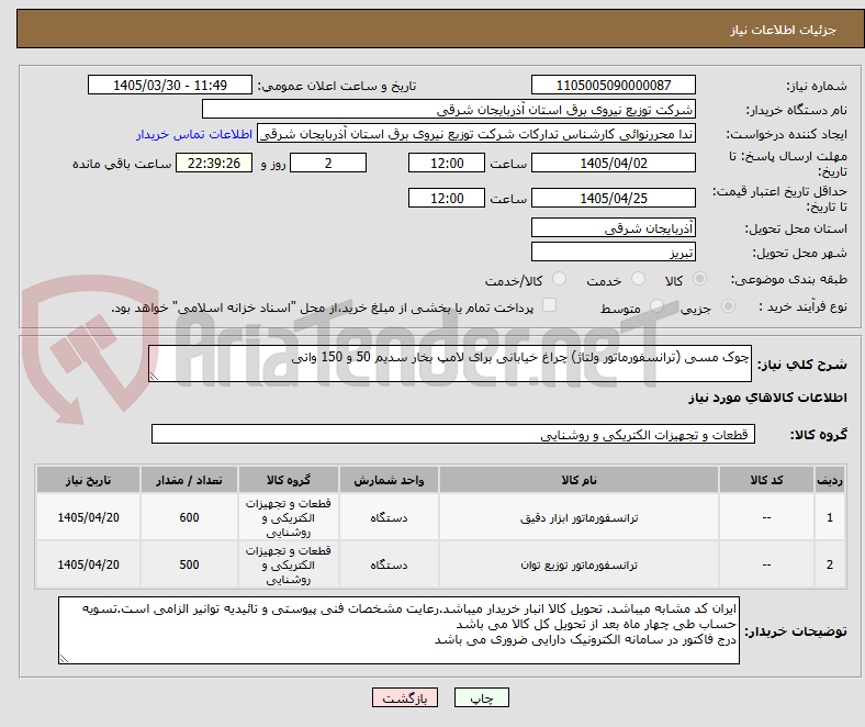تصویر کوچک آگهی چوک مسی (ترانسفورماتور ولتاژ) چراغ خیابانی برای لامپ بخار سدیم 50 و 150 واتی 
