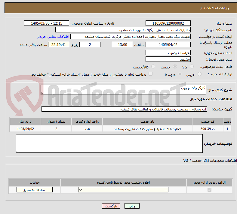 تصویر کوچک آگهی کارگر رفت و روب