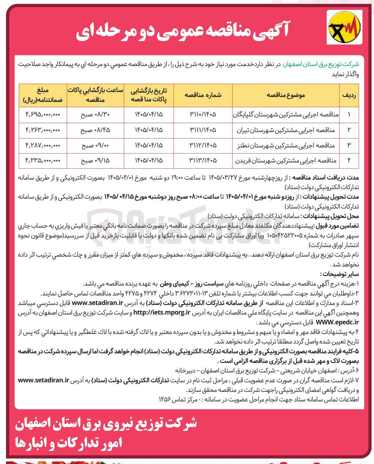 تصویر کوچک آگهی  اجرایی مشترکین