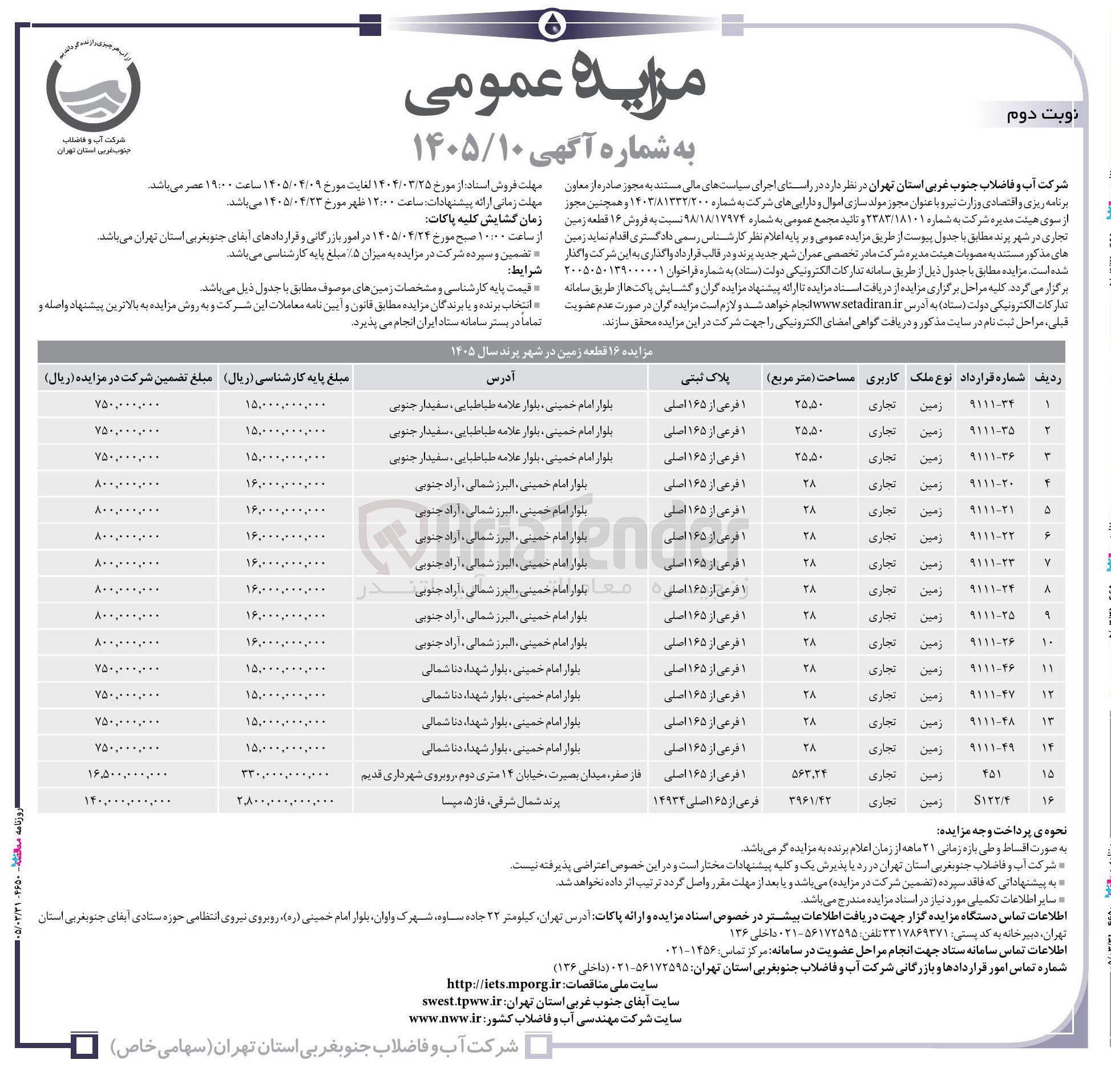 تصویر کوچک آگهی فروش ۱۶ قطعه زمین 