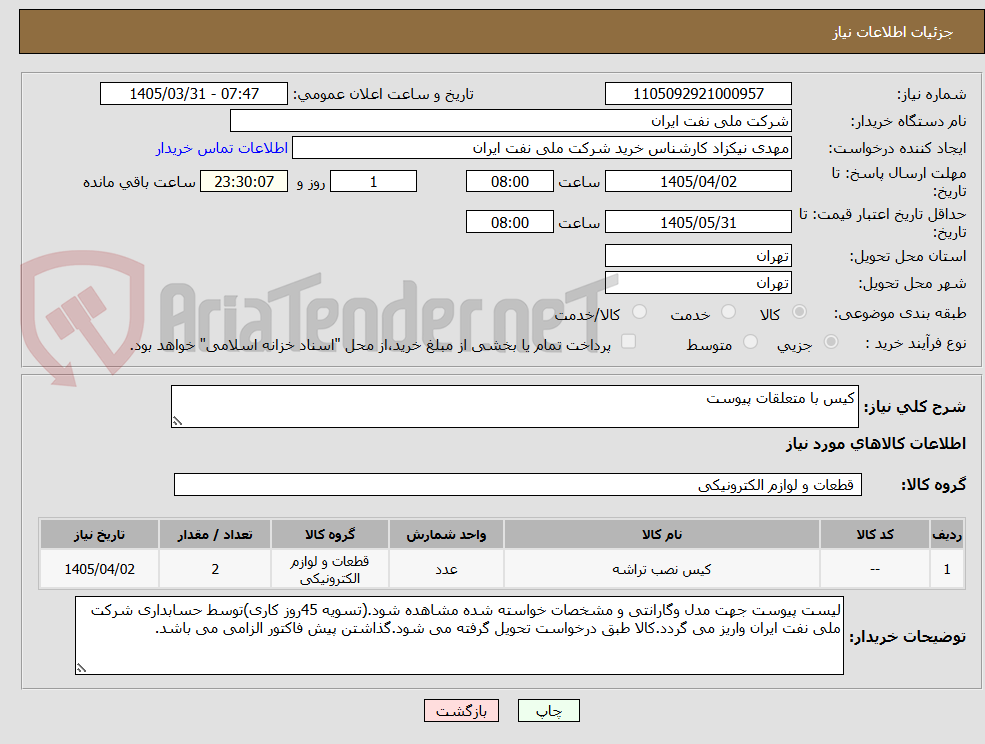 کیس با متعلقات پیوست