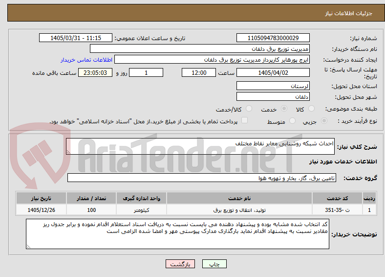 تصویر کوچک آگهی احداث شبکه روشنایی معابر نقاط مختلف