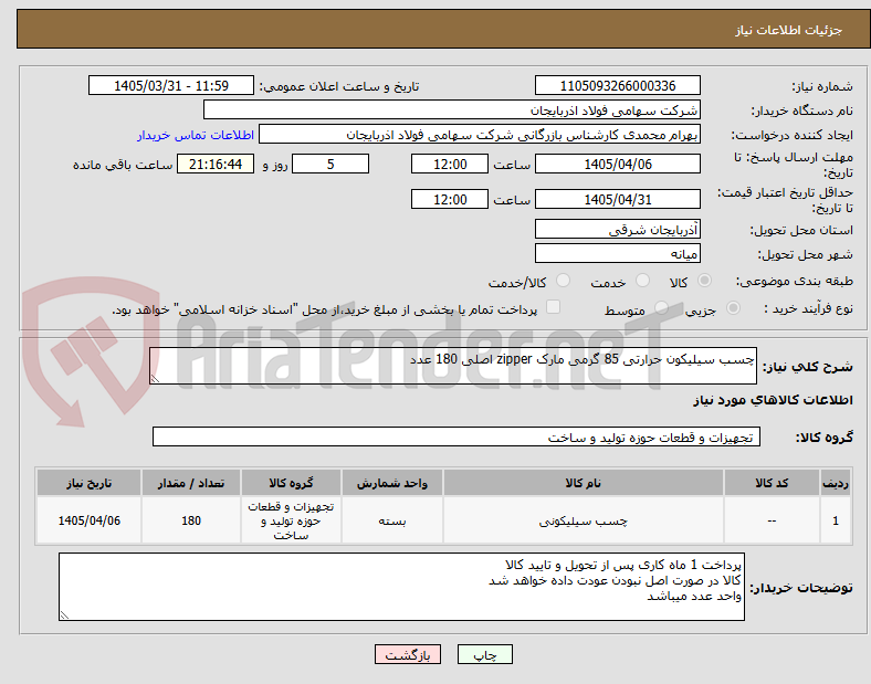 تصویر کوچک آگهی چسب سیلیکون حرارتی 85 گرمی مارک zipper اصلی 180 عدد
