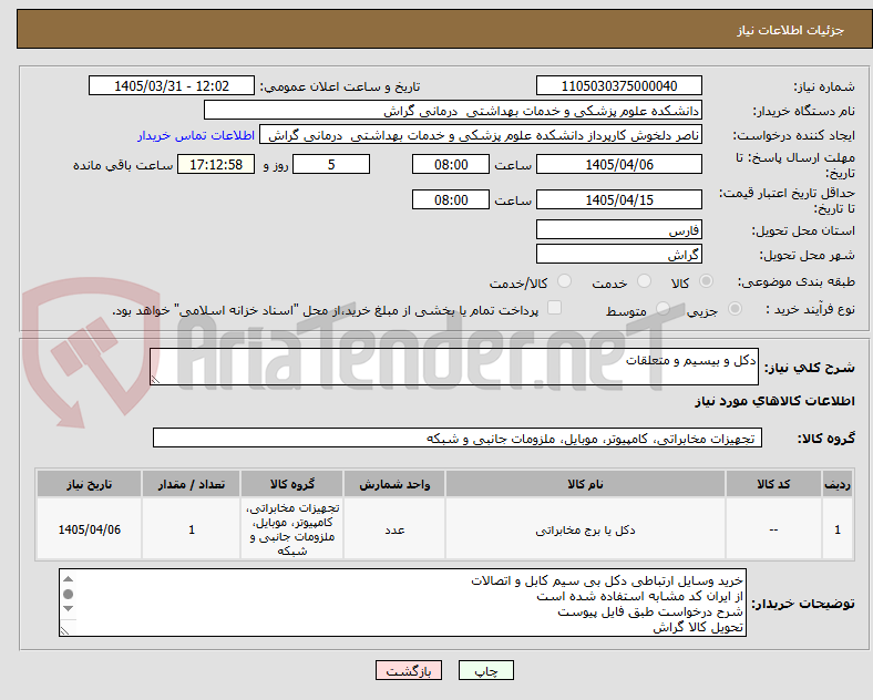 دکل و بیسیم و متعلقات
