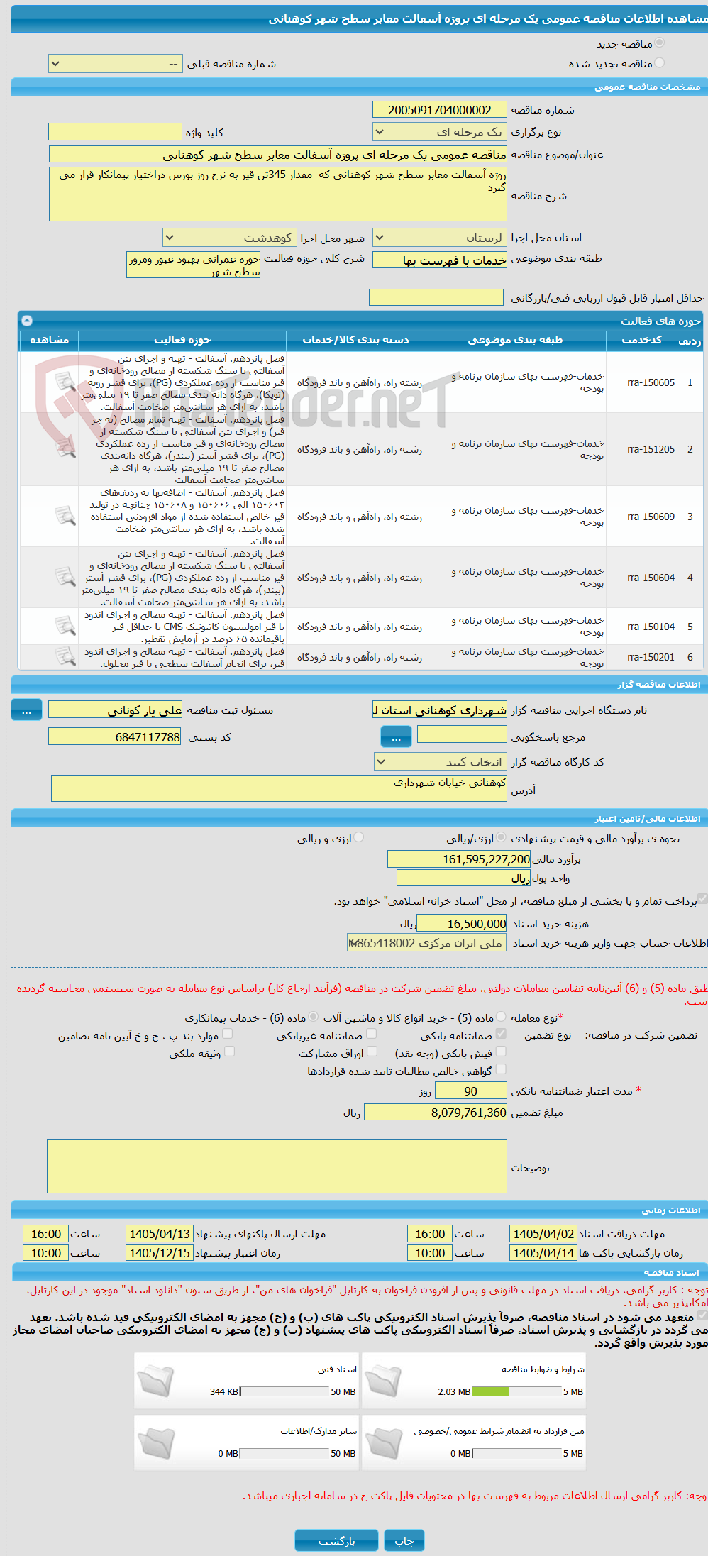 تصویر کوچک آگهی مناقصه عمومی یک مرحله ای پروژه آسفالت معابر سطح شهر کوهنانی