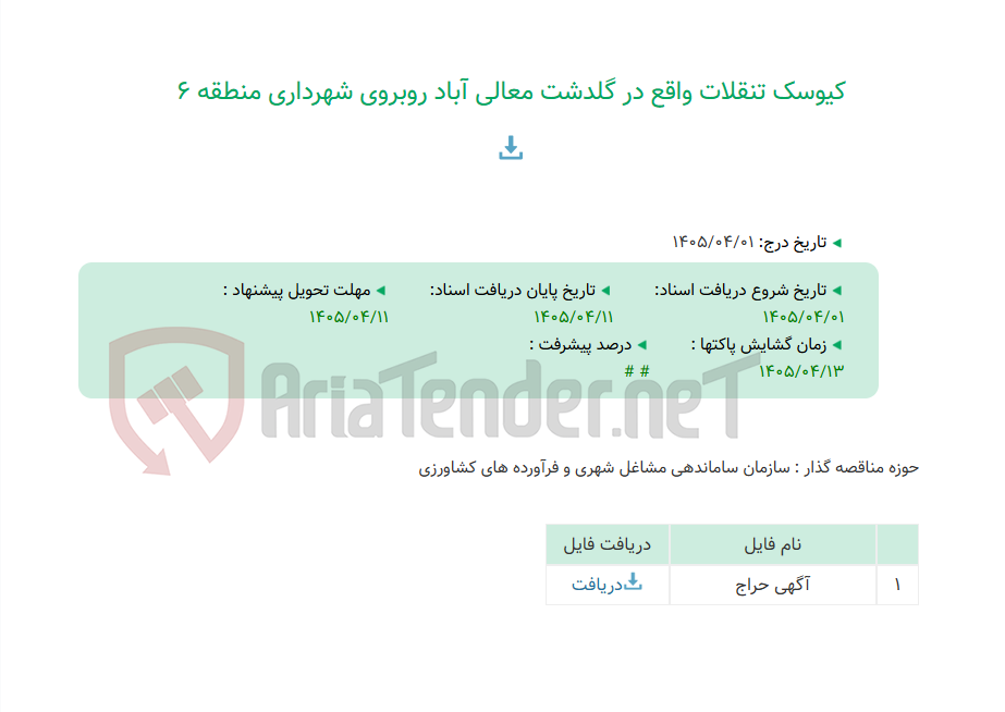 تصویر کوچک آگهی کیوسک تنقلات واقع در گلدشت معالی آباد روبروی شهرداری منطقه 6