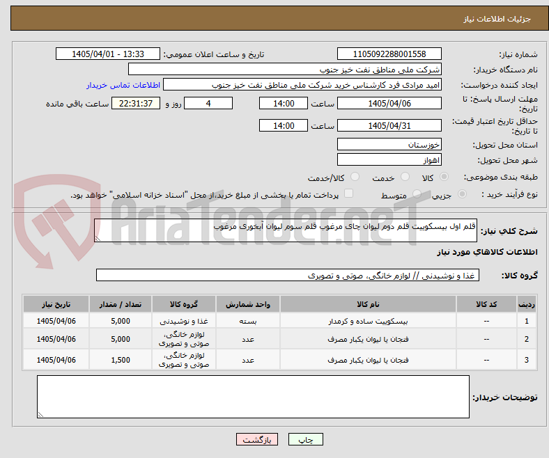 تصویر کوچک آگهی قلم اول بیسکوییت قلم دوم لیوان چای مرغوب قلم سوم لیوان آبخوری مرغوب