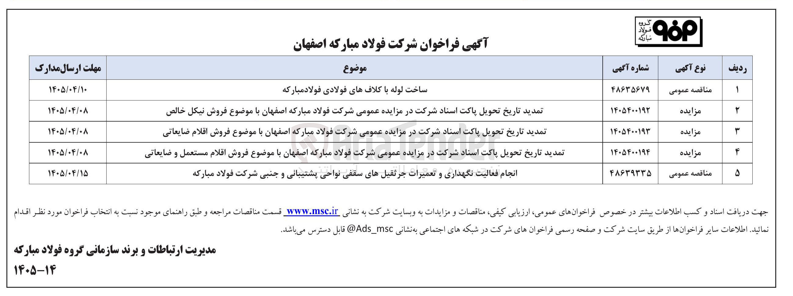 تصویر کوچک آگهی فروش اقلام مستعمل و ضایعاتی