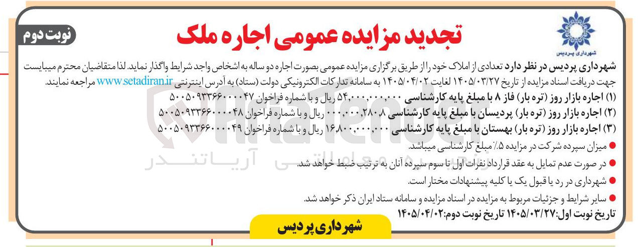 تصویر کوچک آگهی اجاره بازار روز (تره بار)