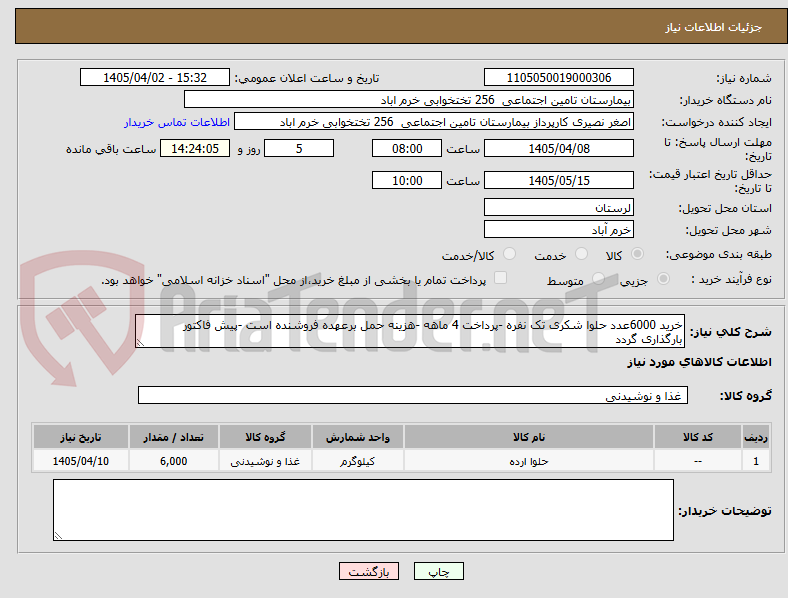تصویر کوچک آگهی خرید 6000عدد حلوا شکری تک نفره -پرداخت 4 ماهه -هزینه حمل برعهده فروشنده است -پیش فاکتور بارگذاری گردد