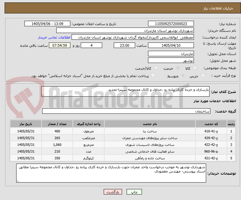 تصویر کوچک آگهی بازسازی و خرده کاری پیاده رو ،جداول و کانال مجموعه سیترا-تجدید