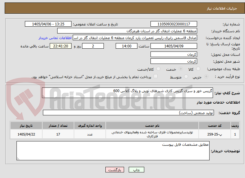 تصویر کوچک آگهی گریس خور و سری گریس کاری شیرهای توپی و پلاگ کلاس 600