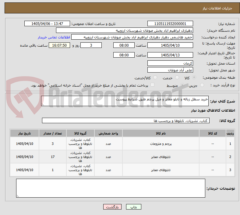 تصویر کوچک آگهی خرید سطل زباله و تابلو معابر و میل پرچم طبق شرایط پیوست