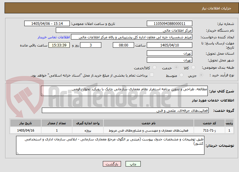 تصویر کوچک آگهی مطالعه، طراحی و تدوین برنامه استقرار نظام معماری سازمانی چابک با رویکرد تحول رقومی