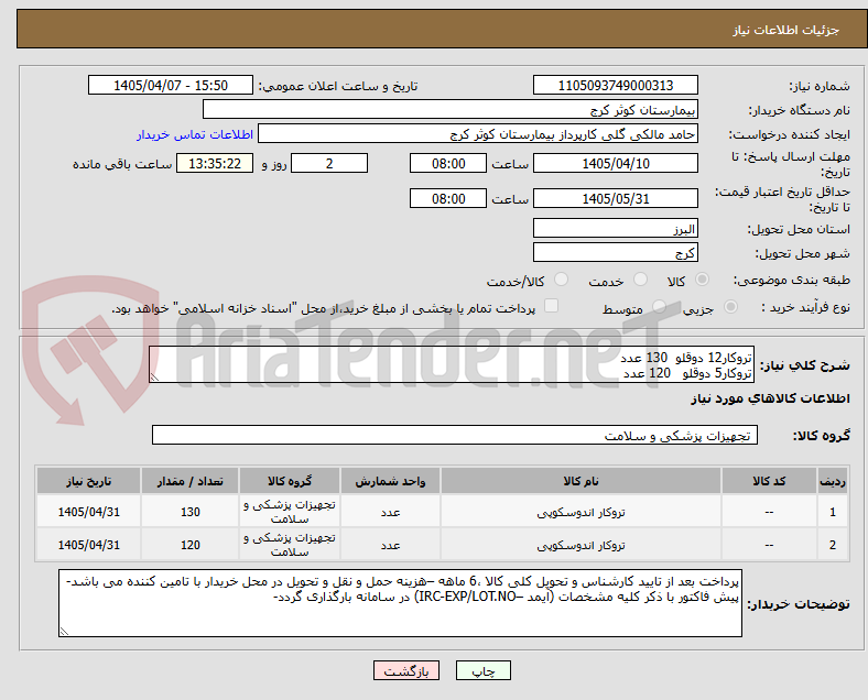 تصویر کوچک آگهی تروکار12 دوقلو  130 عدد
تروکار5 دوقلو   120 عدد