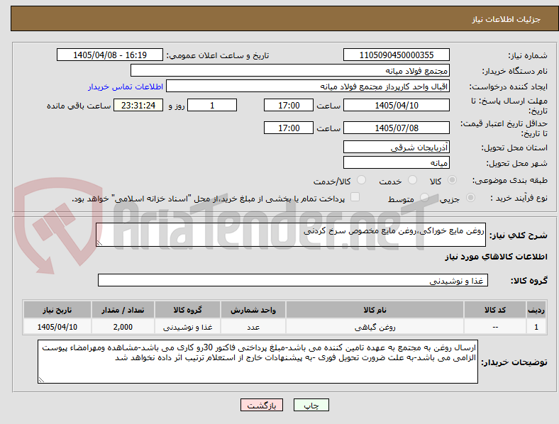 تصویر کوچک آگهی روغن مایع خوراکی،روغن مایع مخصوص سرخ کردنی