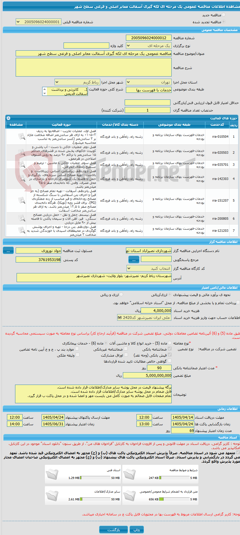 تصویر کوچک آگهی مناقصه عمومی یک مرحله ای لکه گیری آسفالت معابر اصلی و فرعی سطح شهر