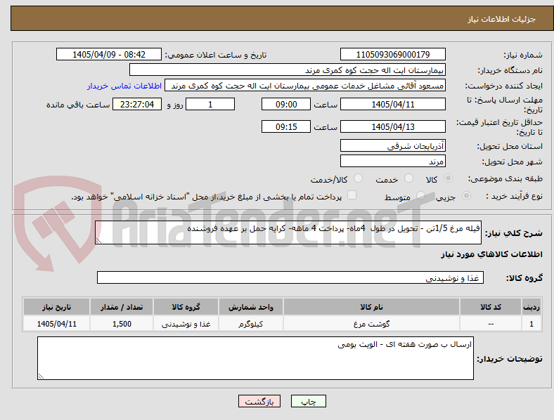 تصویر کوچک آگهی فیله مرغ 1/5تن - تحویل در طول  4ماه- پرداخت 4 ماهه- کرایه حمل بر عهده فروشنده 