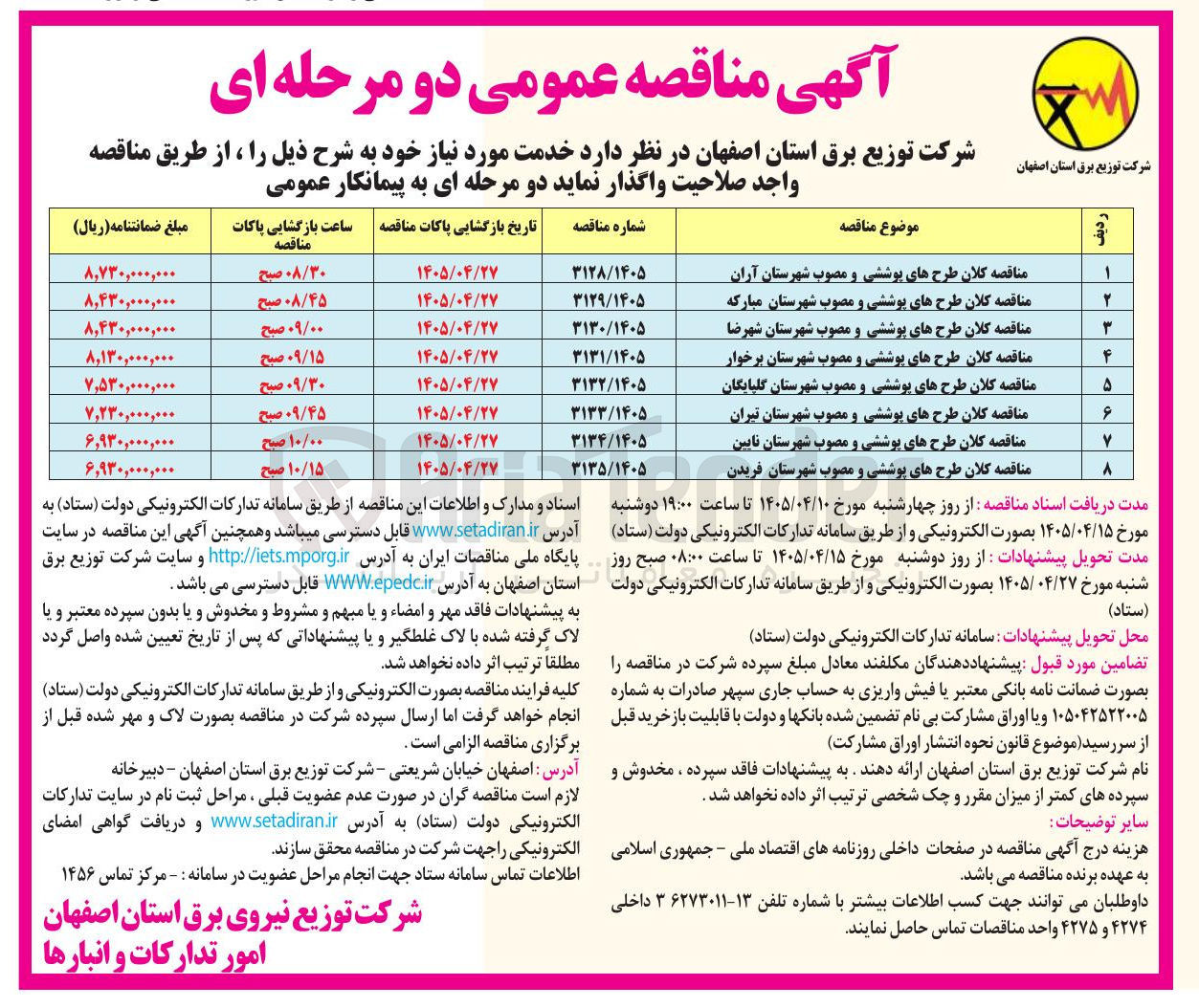 تصویر کوچک آگهی کلان طرحهای پوششی و مصوب شهرستان تیران