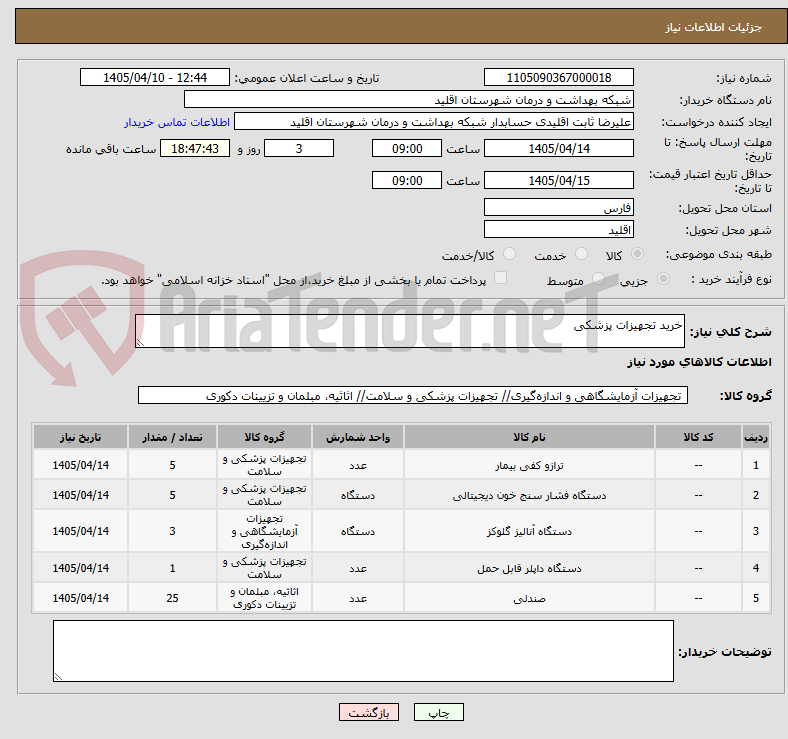 تصویر کوچک آگهی خرید تجهیزات پزشکی