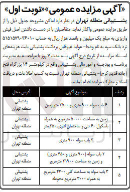 تصویر کوچک آگهی واگذاری اماکن 