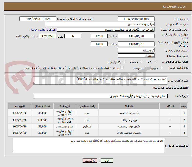 تصویر کوچک آگهی قرص اسید فو لیک .قرص آهن.قرص مولتی ویتامین .قرص ویتامین د3(1000)