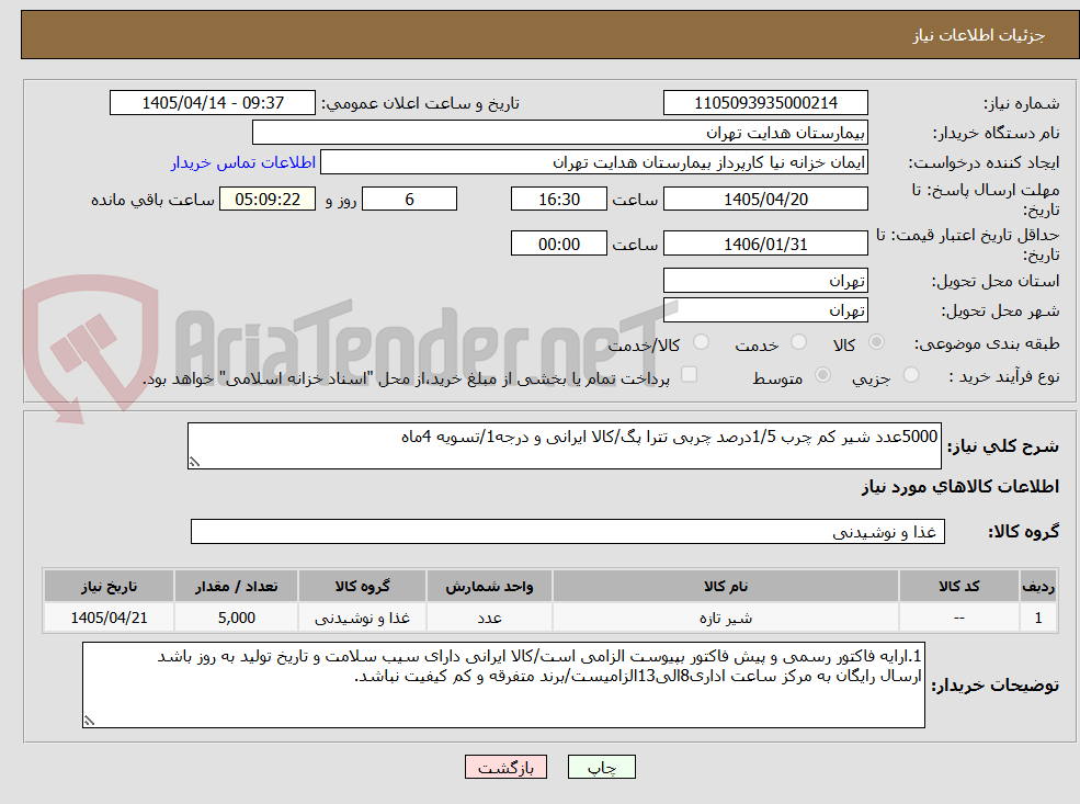 تصویر کوچک آگهی 5000عدد شیر کم چرب 1/5درصد چربی تترا پگ/کالا ایرانی و درجه1/تسویه 4ماه