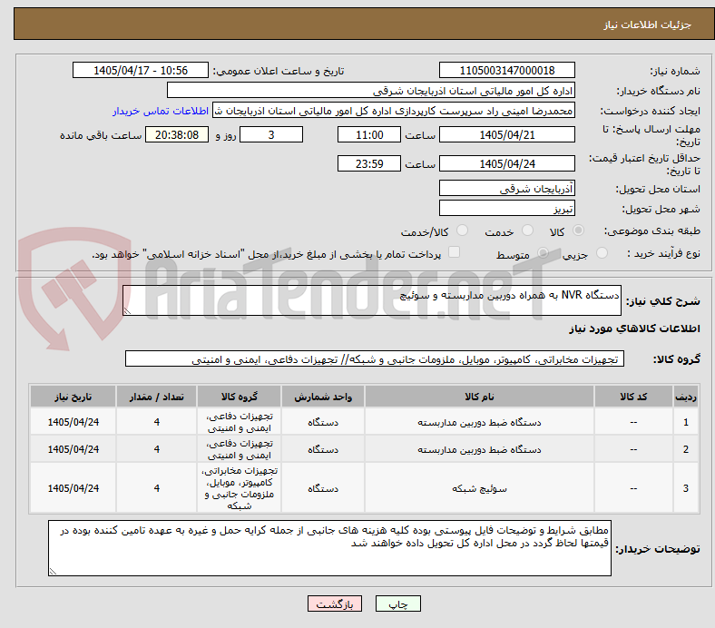 تصویر کوچک آگهی دستگاه NVR به همراه دوربین مداربسته و سوئیچ