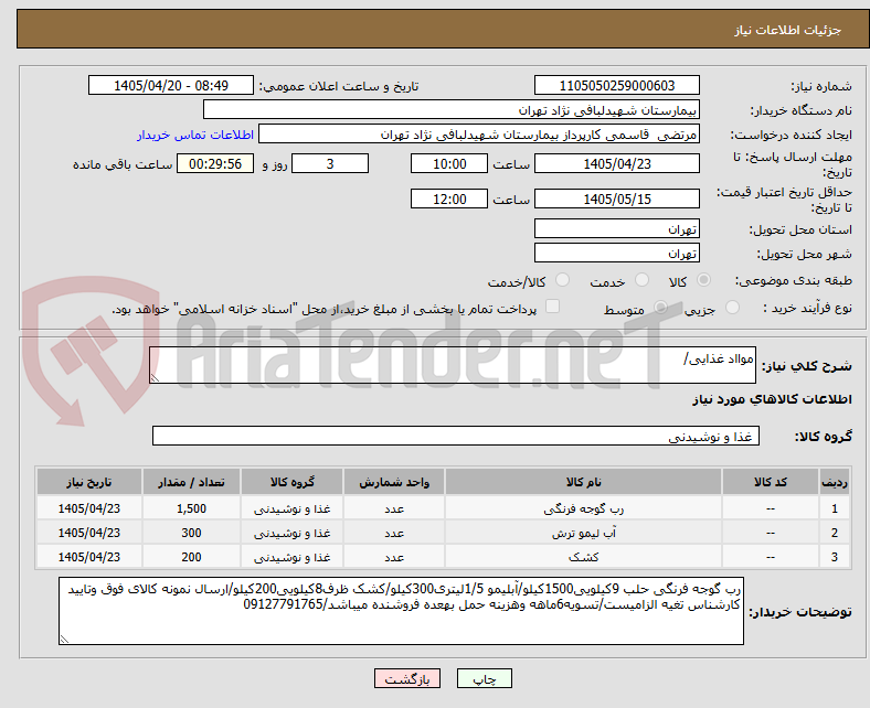 تصویر کوچک آگهی موااد غذایی/