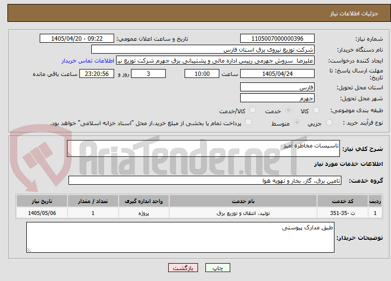 تصویر کوچک آگهی تاسیسات مخاطره آمیز