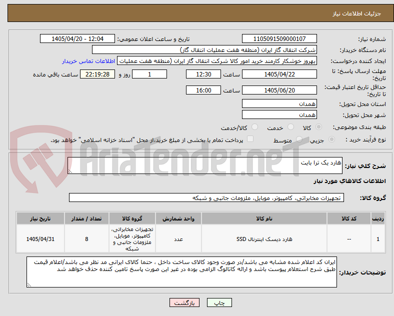 تصویر کوچک آگهی هارد یک ترا بایت