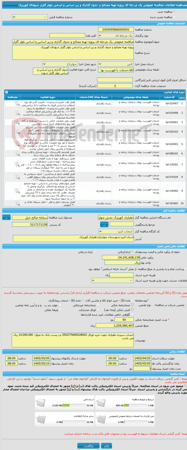 تصویر کوچک آگهی مناقصه عمومی یک مرحله ای پروژه تهیه مصالح و جدول گذاری و زیر اساس و اساس بلوار گلزار شهدای کهریزک