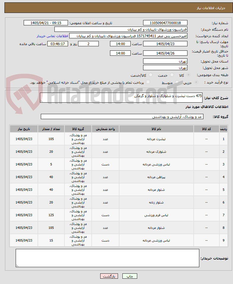 تصویر کوچک آگهی 475 دست تیشرت و شلوارک و شلوار و گرمکن 