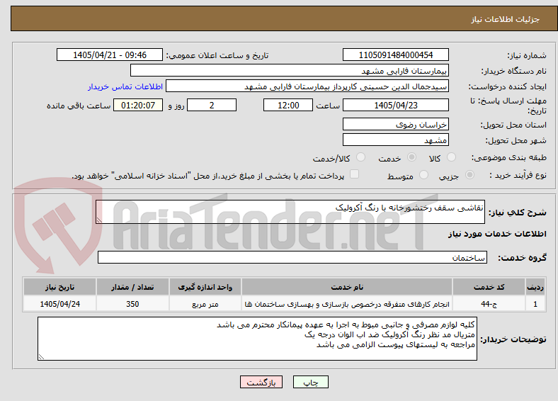 تصویر کوچک آگهی نقاشی سقف رختشورخانه با رنگ آکرولیک