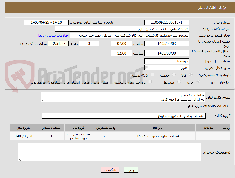 قطعات دیگ بخار
به اوراق پیوست مراجعه گردد