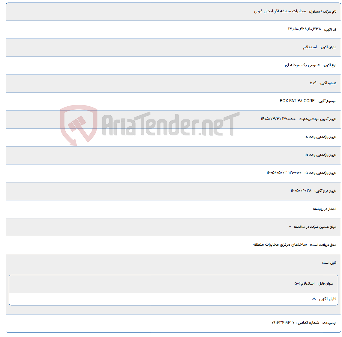 تصویر کوچک آگهی BOX FAT 48 CORE